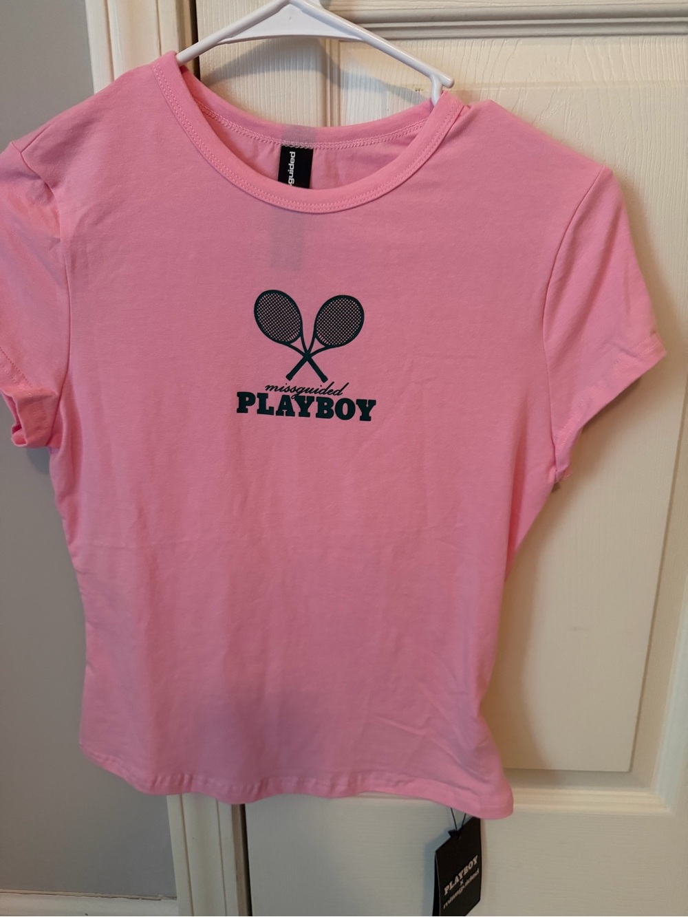 Playboy x Missguided Pink Tennis Graphic Tee